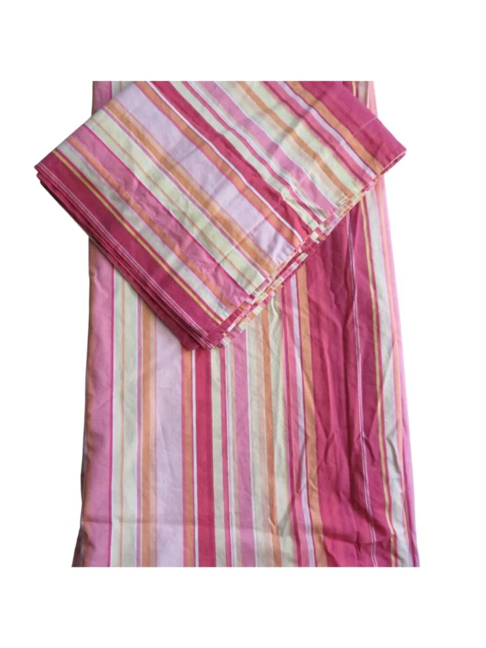 Pottery Barn Full/Queen Duvet Cover 2 Pillow Shams Striped Pink/Orange Cotton